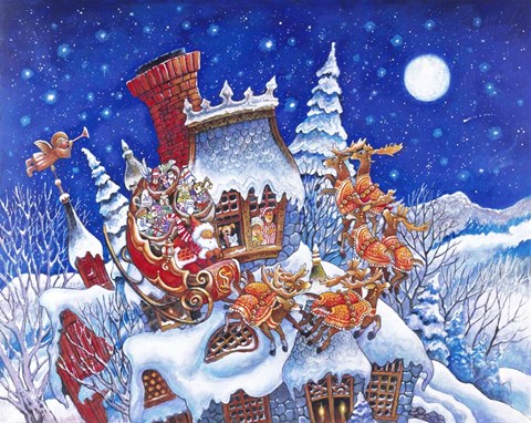 Framed Santa Is Here Print