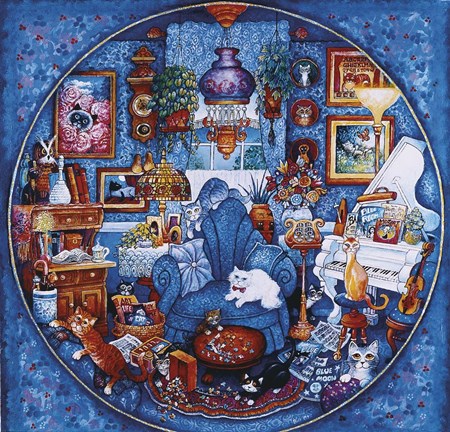 Framed More Blue Room Cats Print