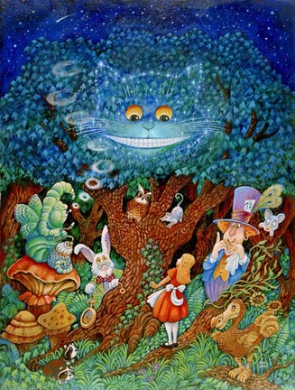 Framed Alice &amp; The Cheshire Cat Print