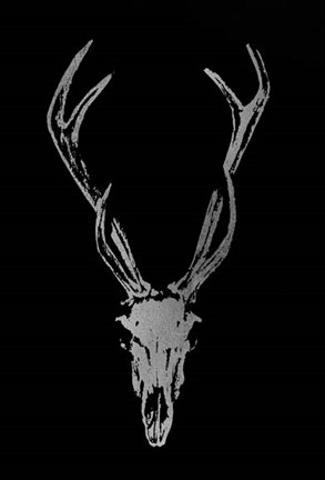 Framed Silver Foil Rustic Mount I on Black Print