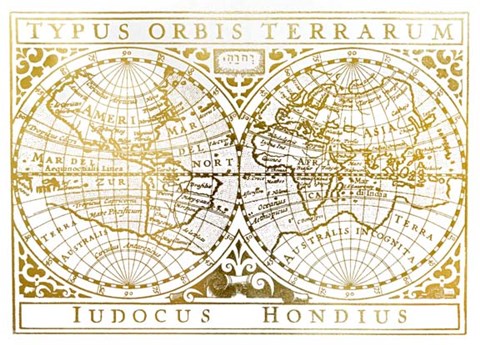 Framed UA CH Gold Foil Vintage Map Print