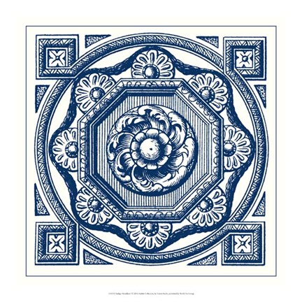 Framed Indigo Medallion I Print