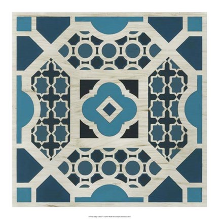 Framed Indigo Lattice V Print
