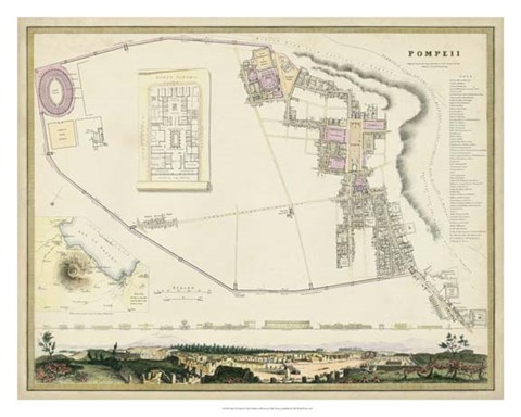 Framed Map of Pompeii Print