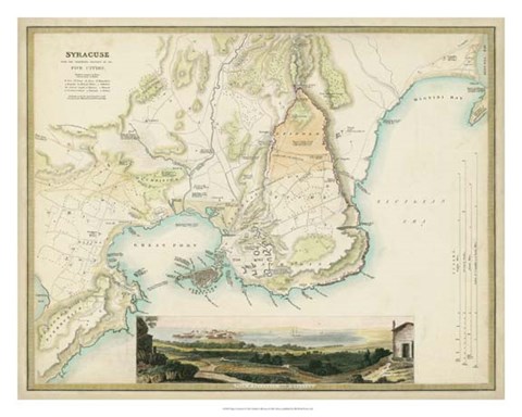 Framed Map of Syracuse Print