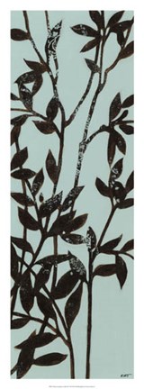 Framed Ebony Eucalyptus on Blue II Print