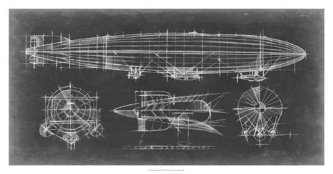 Framed Airship Blueprint Print