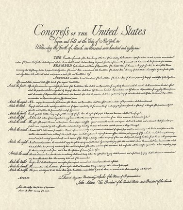 Framed Bill of Rights (Document) Print