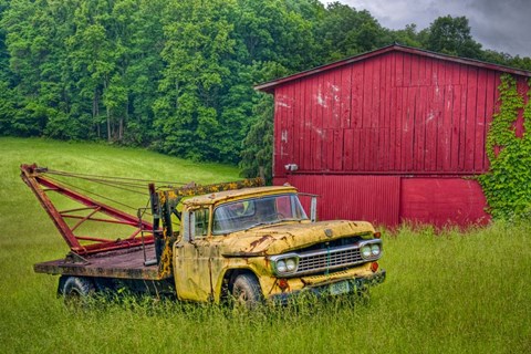 Framed Truck in Weeds Print