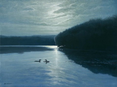 Framed Moonlight Loons Print