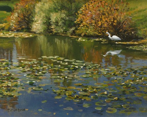 Framed Plein Air Egret 1 Print
