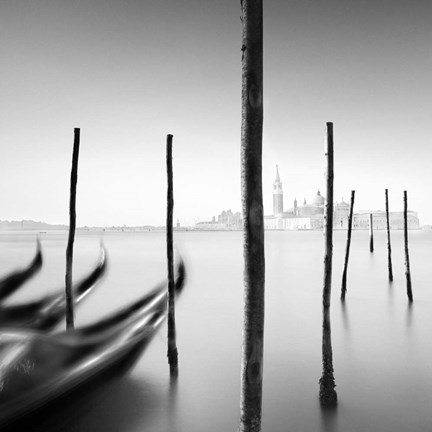 Framed Gondolas And Poles Print