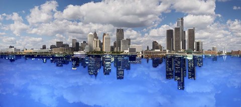 Framed Detroit Day And Night, Detroit, Michigan 07 - Color Pan Print