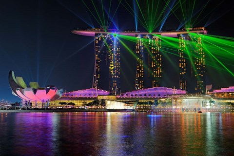 Framed Marina Bay Sands Lasershow Print