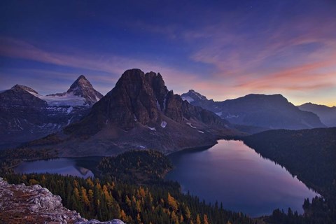 Framed Twilight At Mount Assiniboine Print