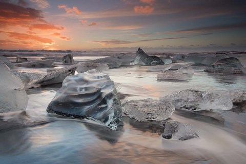 Framed Glacial Lagoon Beach Print