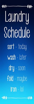 Framed Laundry Schedule - Ocean Blue Print
