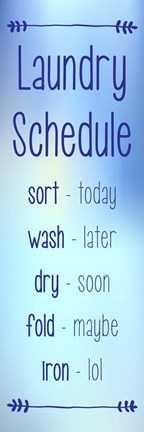 Framed Laundry Schedule - Sky Blue Print