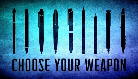 Framed Choose Your Weapon - Aquamarine Print