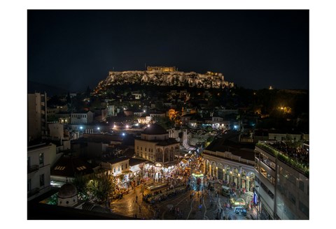 Framed Greece Athens Acropolis Night 1 Print