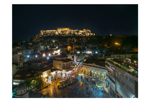 Framed Greece Athens Acropolis Night 2 Print