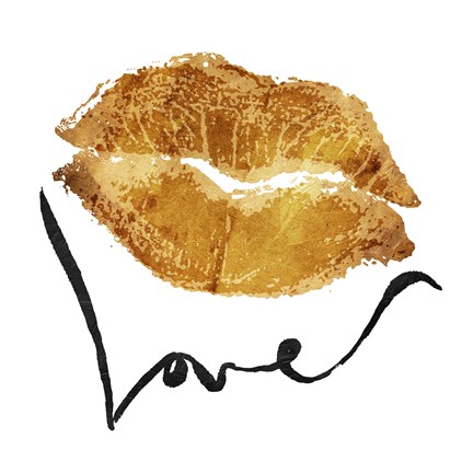 Framed Love Lips Gold Print