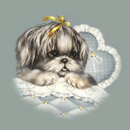 Framed Blue Puppy Box Top Print