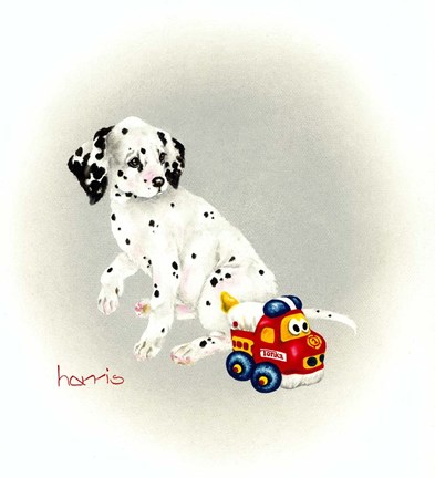 Framed Dalmation 1 - Puppy Truck Print
