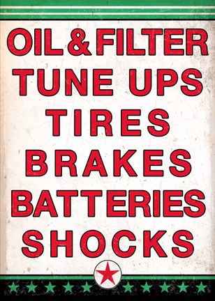 Framed Auto Shop Red Star Print