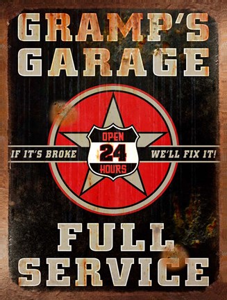 Framed Gramps Garage Rusted Vertical Print