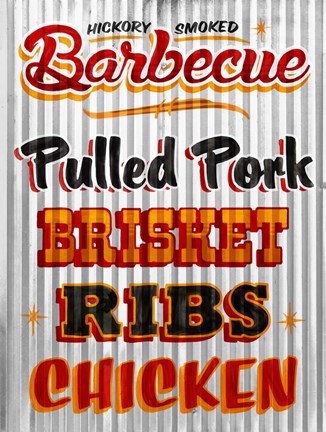 Framed Barbeque Hickory Smoked Corregate Metal Print