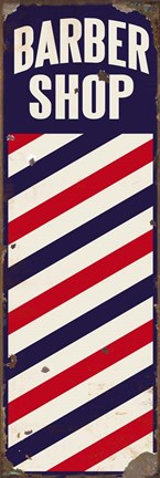 Framed Barber Pole distressed with chips Print