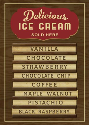 Framed Ice Cream Board -Wood Print