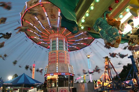 Framed County Fair Flying Chairs Print