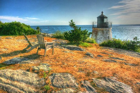 Framed Adirondack Chairs And Lighthouse Print