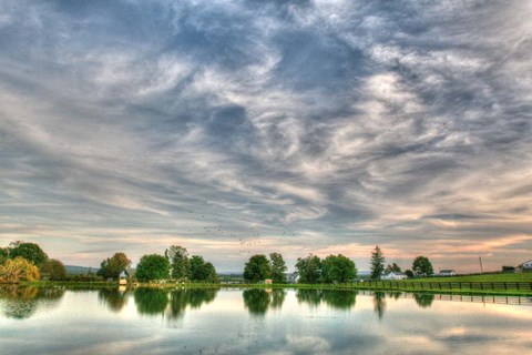 Framed BC Wide Sunset With Pond Print