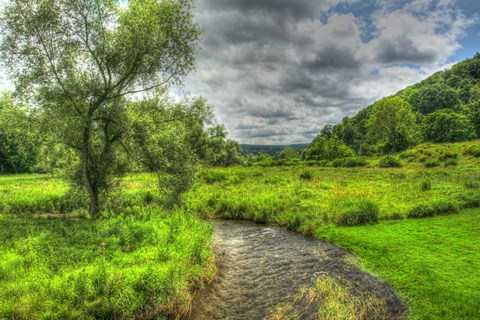 Framed Dutchess County Stream And Meadow Print