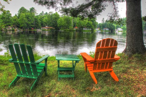 Framed Lakeside Chairs Print