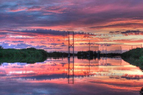 Framed Powerline Sunrise Print