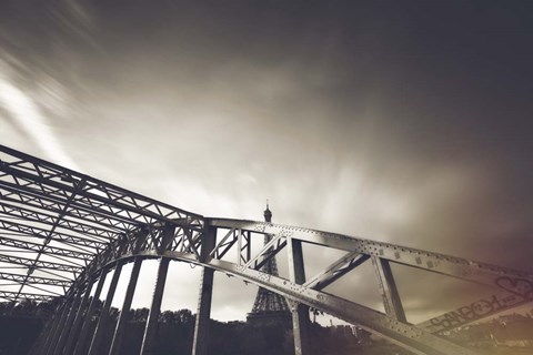 Framed Glimpse of the Eiffel BW Print