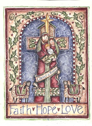 Framed Faith Hope Love Cross Nativity Print