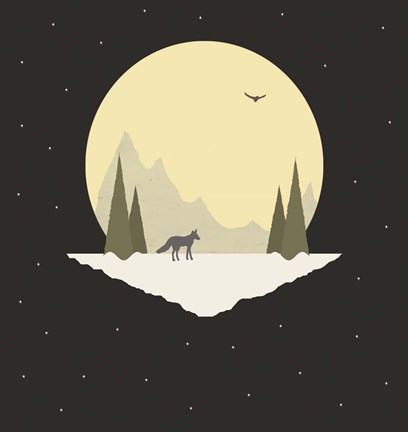 Framed Wintertime Wolf Print