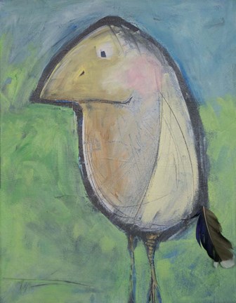 Framed Bird With Found Feather 2 Print