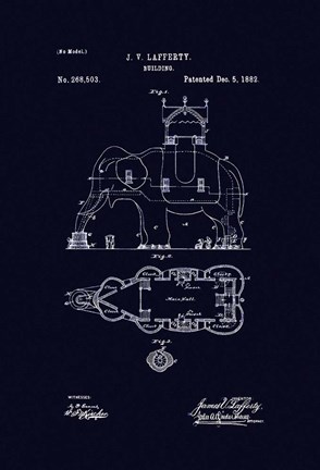 Framed Elephant Building 1882 Print