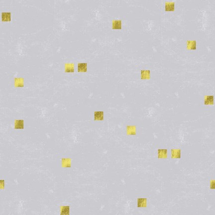 Framed Grey Linen Golden Squares Confetti Print
