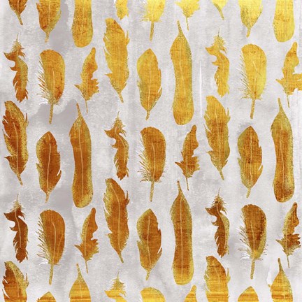 Framed Gold Ombre Watercolor Feathers Print