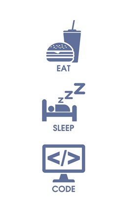 Framed Eat Sleep Code - Blue Icons Print