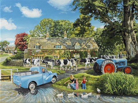 Framed Crossing The Ford Print