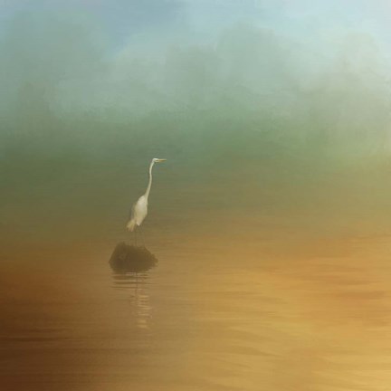 Framed Egret at Sea Print