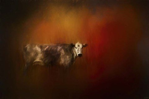Framed Cow In Autumn Print